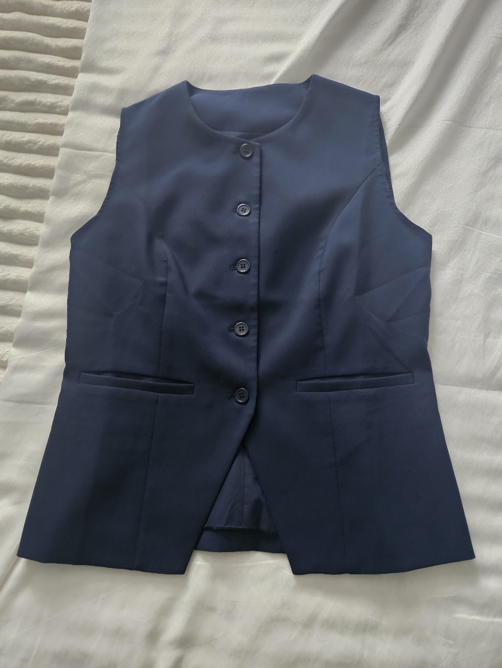 Amazon Navy Button-Front Sleeveless Vest